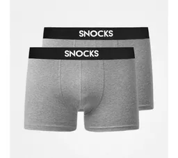 SNOCKS Boxershorts Boxershorts with Logo Men, 2pcs Light Grey Melange – Produktbild 1 von 1