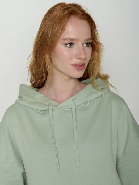 GreenBomb GREENBOMB Les Fleurs Mello - Lässiger Hoodie aus Bio-Baumwolle / hochwertiger Print / GOTS / Fair & Vegan, Grün (gedämpfte minze), – Produktbild 3 von 4