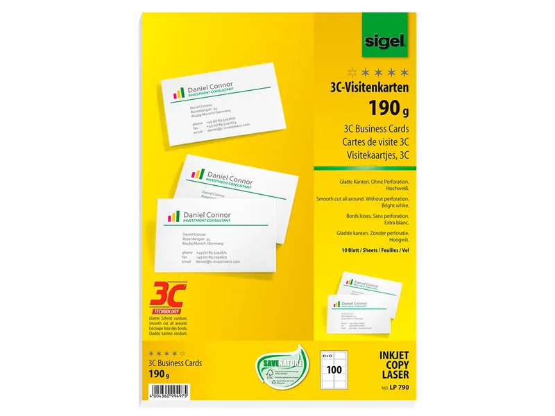 Sigel 100 Sigel Visitenkarten 3C weiß – Produktbild 2 von 3