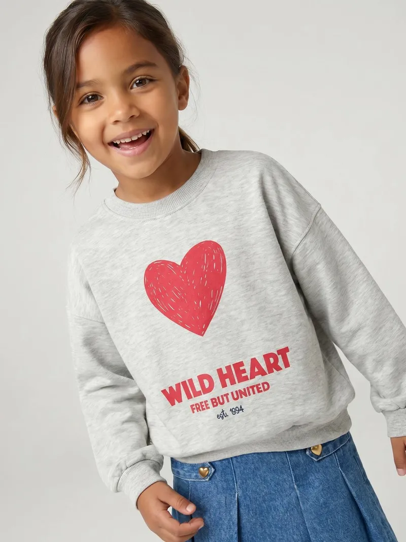 Vertbaudet Sweatshirt Mädchen, Grau meliert, – Produktbild 1 von 4