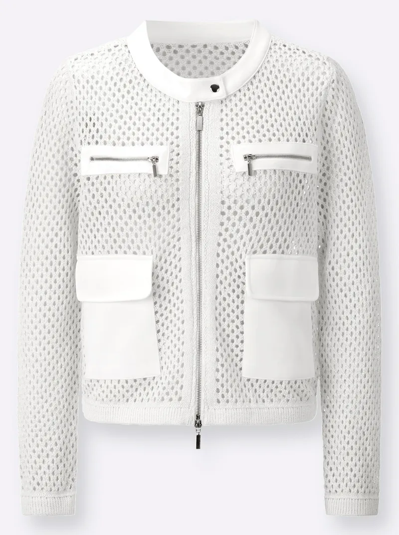 Witt Ajourstrickjacke, Weiß, – Produktbild 1 von 2