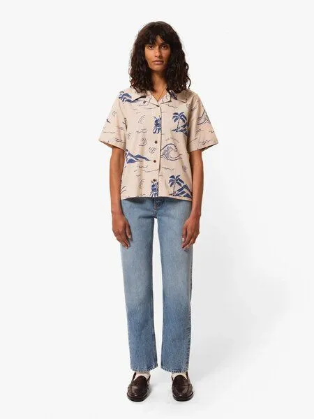 Nudie Jeans Nudie Jeans Moa Waves Bluse, Ecru (beige), – Produktbild 1 von 4