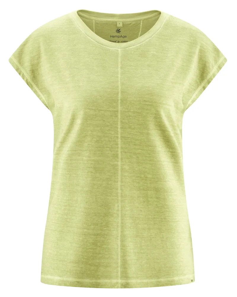 HempAge Hempage Damen vegan T-Shirt Mit Ziernähten Bambusgrün, Grün, – Produktbild 1 von 2