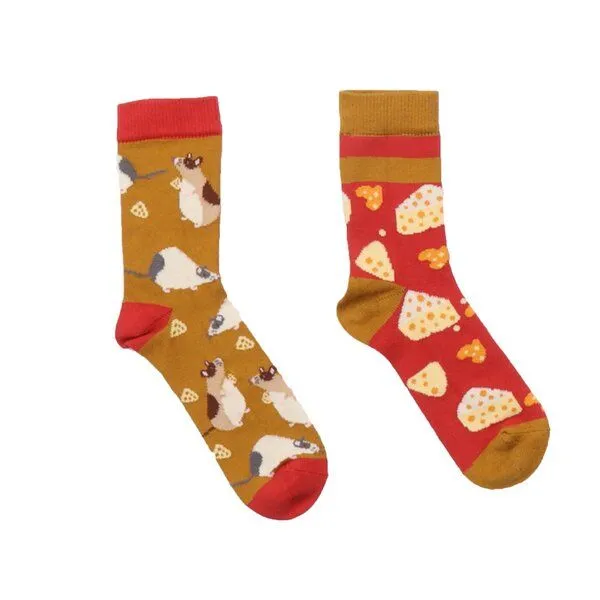 Walkiddy Baby Socken Bio-Baumwolle Gelb mit Mäuse-Motiv von Walkiddy – Produktbild 2 von 3
