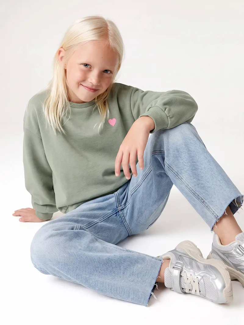 Vertbaudet Mädchen Sweatshirt mit Print BASIC salbei, Salbei, – Produktbild 2 von 3