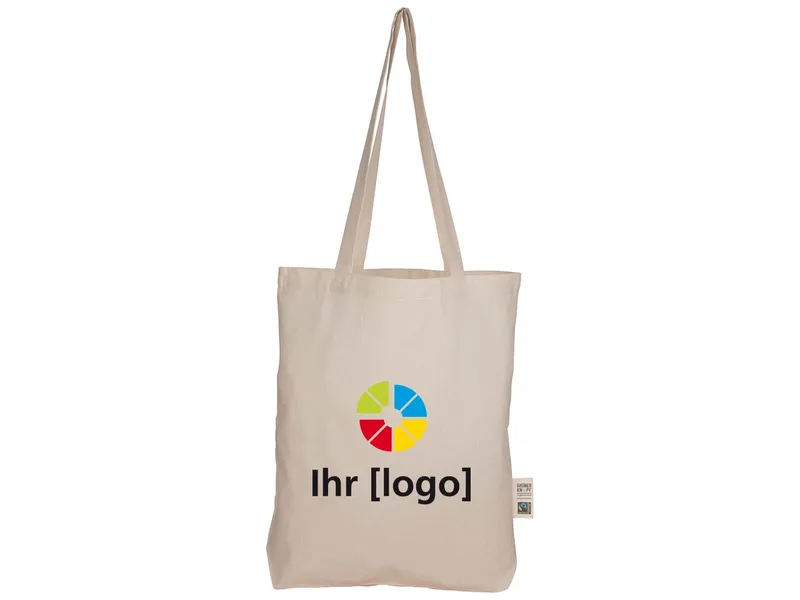 Memo memo Bio-Baumwoll-Tragetasche mit Fairtrade-Siegel und Bodenfalte, natur, 38 x 42 x 8 cm – Produktbild 1 von 1
