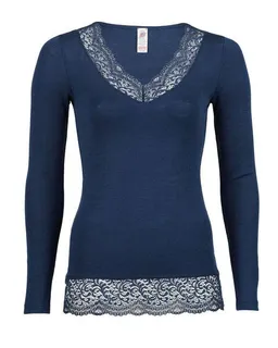 Engel Engel Natur Damen-Shirt langarm mit Spitze Schurwolle Seide – Produktbild 1 von 1