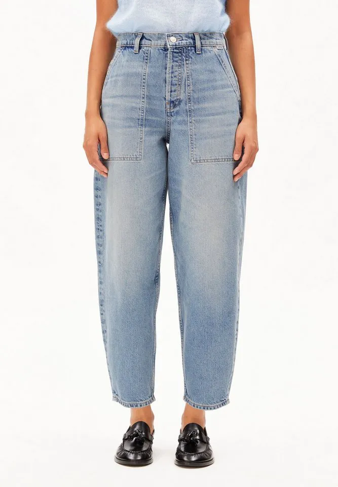 ARMEDANGELS ARMEDANGELS Weite Jeans BAARLY CARPENTER BARREL (Non-Stretch, Loose Fit) High waist, Blau, – Produktbild 1 von 4