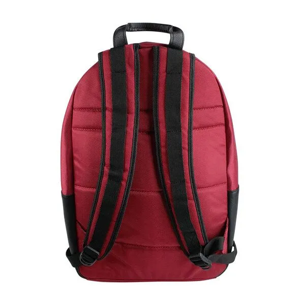 manbefair manbefair City Rucksack Bergen aus recyceltem Nylon Gewebe und Rinds-Leder, Rot, – Produktbild 4 von 4