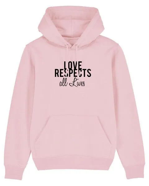 Human Family Human Family Bio Unisex Hoodie "Love - Respects", Khaki, – Produktbild 3 von 3