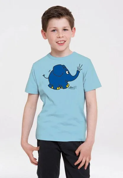 LOGOSH!RT LOGOSH!RT - Die Sendung mit der Maus - Elefant - Törö - Bio T-Shirt Print, Hellblau, – Produktbild 4 von 4