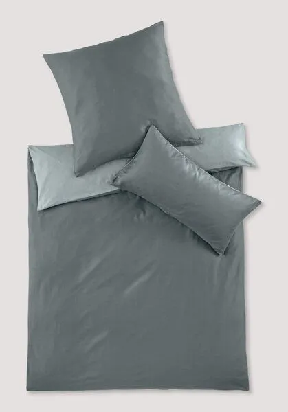 hessnatur hessnatur Satin Wende Bettwäsche-Set aus reiner Bio-Baumwolle, Tiefseegrün, – Produktbild 4 von 4