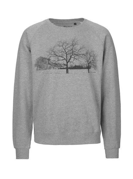 Peaces.bio - handbedruckte Biomode Peaces.bio - handbedruckte Biomode Sweatshirt Landscape Unisex, Hellgrau, – Produktbild 1 von 2