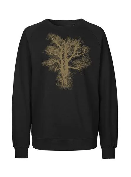 Peaces.bio - handbedruckte Biomode Peaces.bio - handbedruckte Biomode Bio Damen Sweatshirt Loose Fit Chestnut, Schwarz, – Produktbild 1 von 2