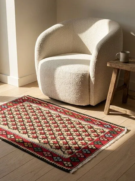 Rugtales Kelim Senneh „Rugtales“ aus Schurwolle, Mehrfarbig, – Produktbild 2 von 4