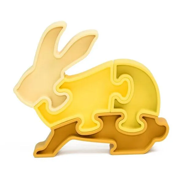 PETIKIDS PETIKIDS Montessori-Lernspielzeug – 3D-Puzzle „Hase“ aus Silikon, Gelb, – Produktbild 1 von 4