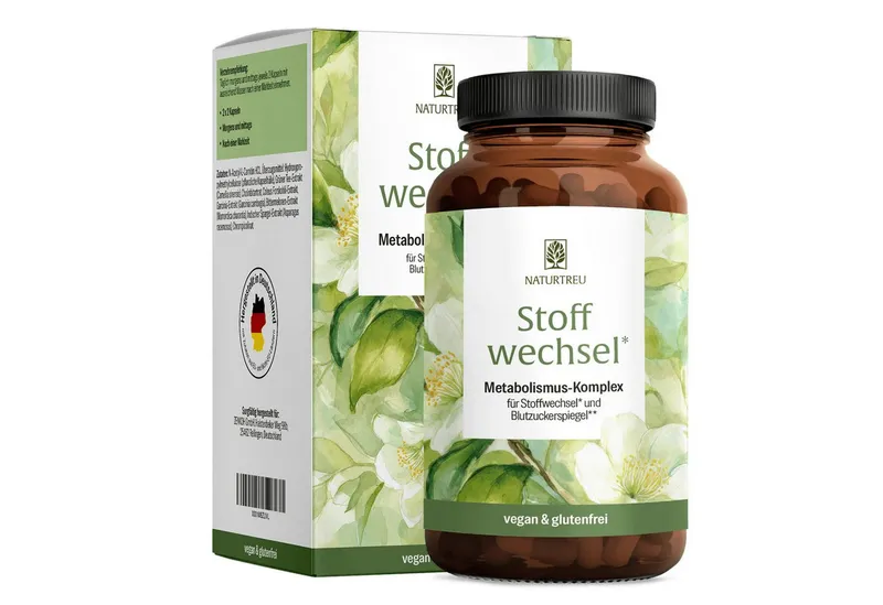 Naturtreu Stoffwechsel Kapseln, 120 er 120 St., 66 g, Durchdachte Entwicklung, Vegan, Laborgeprüft, Hochwertige Inhaltstoffe – Produktbild 1 von 5