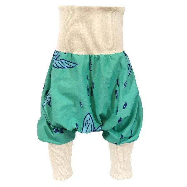 liebewicht liebewicht Yogahose weite Hose für Kinder "Fliegende Fische" türkis aus Biobaumwolle Gr.56-116, Green, – Produktbild 1 von 5