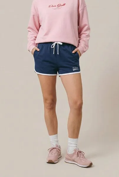 THE FACE OF ELEMENTS The Face of Elements Statement - Fitted Sweatpant Shorts aus 100% Bio-Baumwolle, Navy blue (blau), – Produktbild 2 von 4