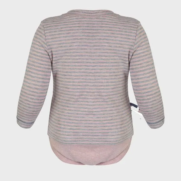 OrganicEra Baby Langarm T-shirt Body, gestreift 'OrganicEra' aus Bio Baumwolle, Rose melange (rose), – Produktbild 3 von 4