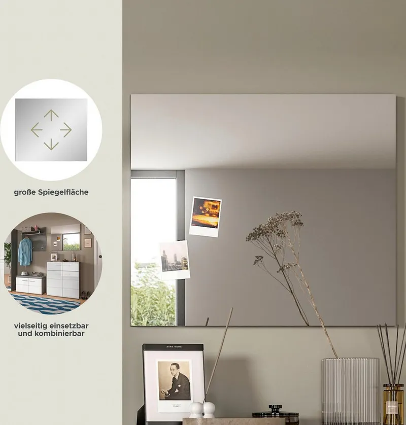 Home affaire Spiegel Rumba, Breite 70 cm, Garderobenspiegel, Flurspiegel, Dielenspiegel, Wandspiegel, Grau|silberfarben, – Produktbild 3 von 5
