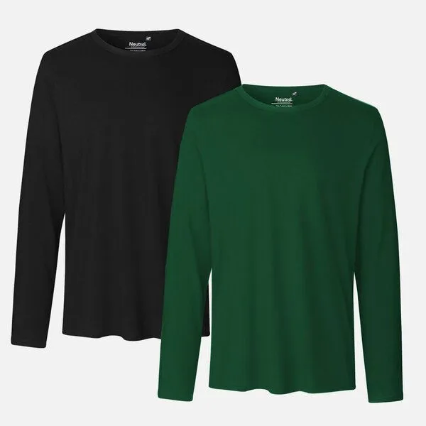 Neutral Neutral® Neutral Doppelpack Long Sleeve Shirt Herren - Bio-Baumwolle, Schwarz / dunkelgrün, – Produktbild 1 von 2