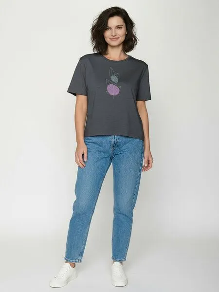 GreenBomb GREENBOMB Bloom Classic Nova - Kastiges T-Shirt aus Bio-Baumwolle / hochwertiger Print / GOTS / Fair & Vegan, Grau (gravel), – Produktbild 3 von 4