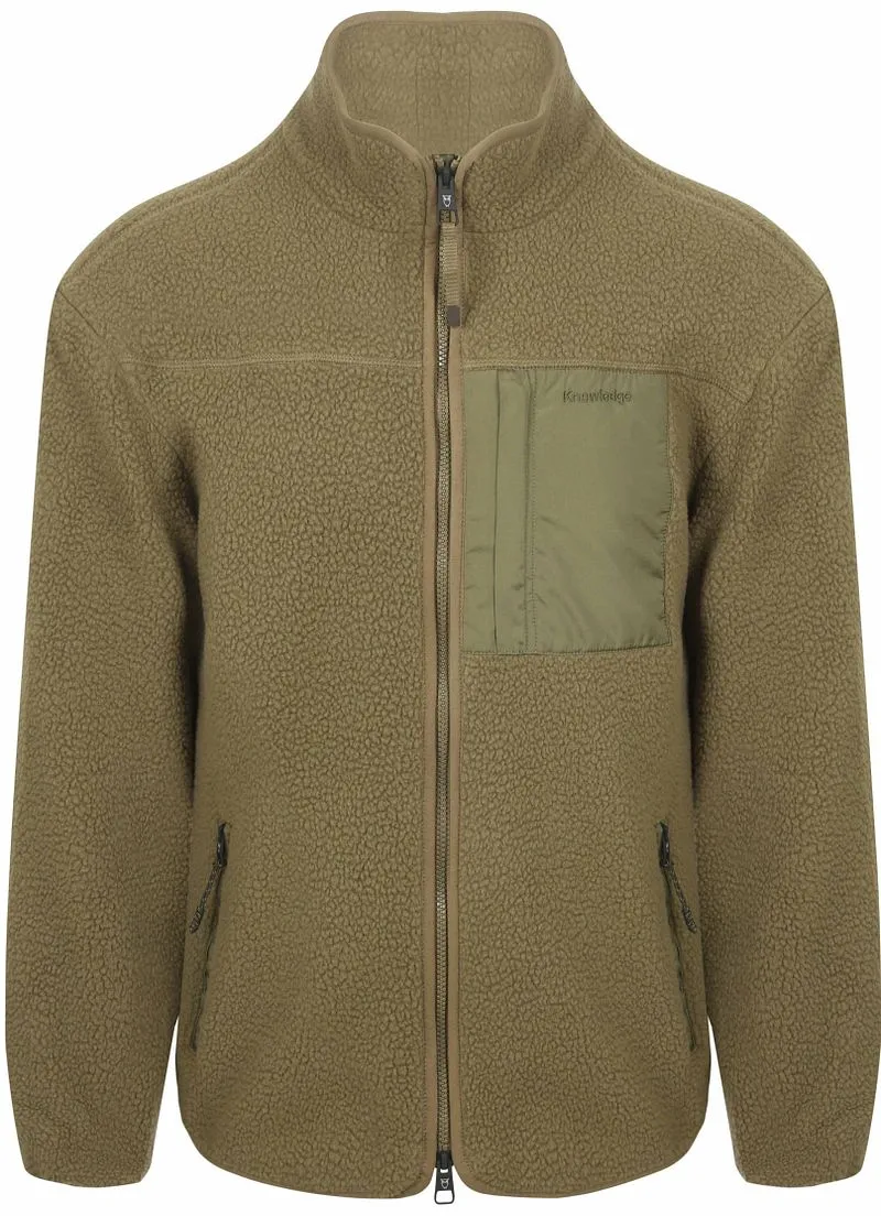 KnowledgeCotton Apparel Knowledge Cotton Apparel Strickjacke Fleece Oliv - Größe M, Grün, – Produktbild 1 von 5