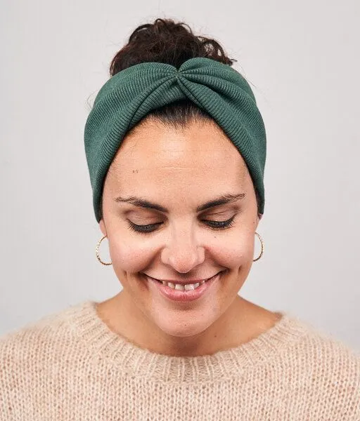 obumi obumi Stirnband Rippe Bow aus Bio Baumwolle, Forest green, – Produktbild 1 von 4