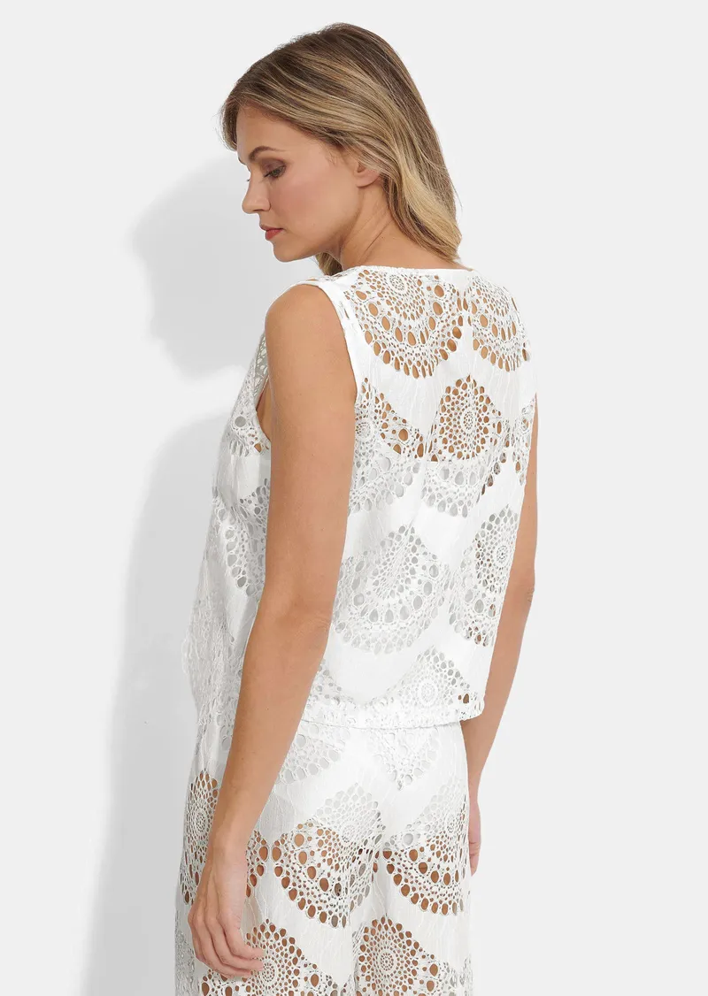 Nina v. C. Spitzentop mit Lochstickerei - cremeweiß - Gr. 46 von Goldner Fashion, Weiss, – Produktbild 2 von 3