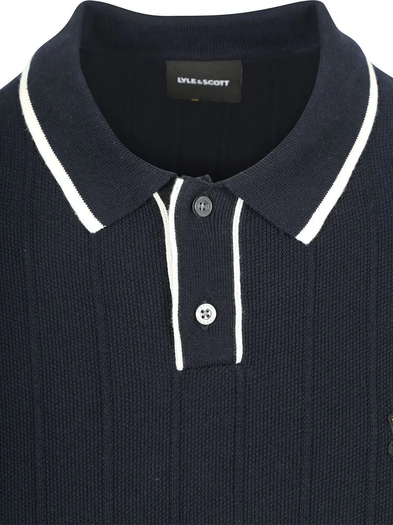 Lyle and Scott Lyle & Scott Strick Poloshirt Kontrastkante Dunkelblau - Größe L, Blau, – Produktbild 5 von 5