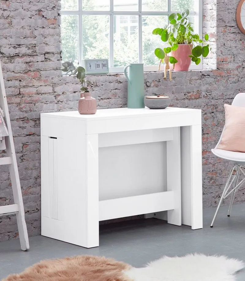 Home affaire Esstisch Praktika, Küchentisch, Wohnzimmertisch, Speisetisch, mit Auszugsfunktion, ausziehbar von 50 cm auf 300 cm, Weiß, – Produktbild 3 von 5