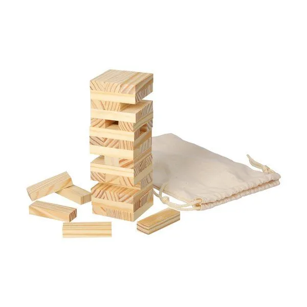elasto elasto Geschicklichkeitsspiel STACKY aus Holz Reisespiel mit Beutel, Natur, – Produktbild 2 von 4