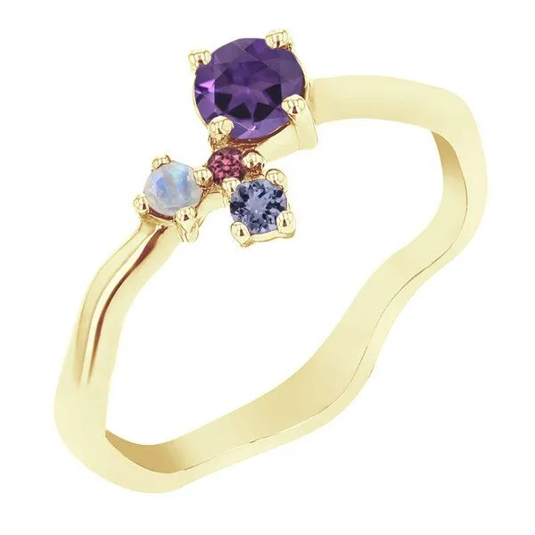 Eppi Eppi Silberner Cluster Ring mit Amethyst und Edelsteinen Roche, Gelb, – Produktbild 1 von 4