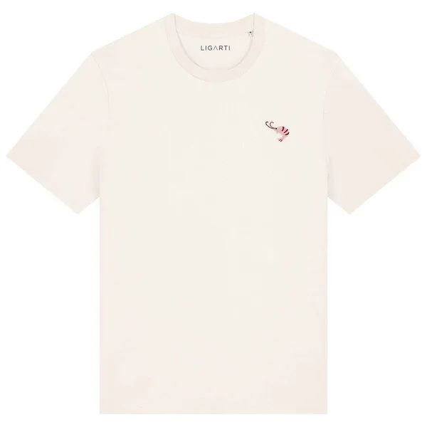 LIGARTI Besticktes T-Shirt – Nele der Shrimp – LIGARTI Tiermanufaktur, Cremeweiß, – Produktbild 1 von 3