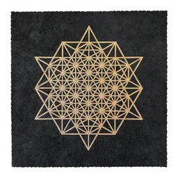 Veskor Cassiopeia Veskor Cassiopeia STERN TETRAEDER 64 Heilige Geometrie Linoldruck | 22 × 22 cm | Gold auf Schwarz – Produktbild 1 von 1