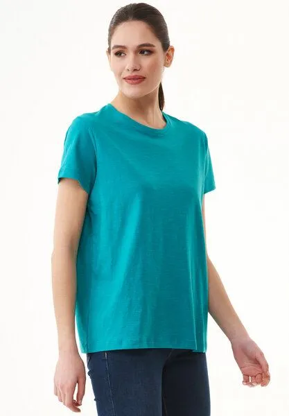 ORGANICATION ORGANICATION Damen Basic T-Shirt aus Bio-Baumwolle, Emerald, – Produktbild 3 von 4