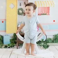 OrganicEra Baby Strampler, gestreift 'OrganicEra' aus Bio-Baumwolle, Grün, – Produktbild 1 von 1