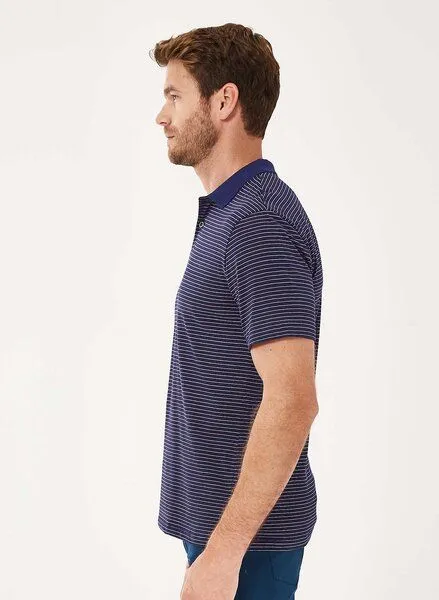 ORGANICATION ORGANICATION Poloshirt aus Bio-Baumwolle mit Ringelmuster, Navy stripe, – Produktbild 3 von 4