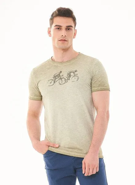 ORGANICATION ORGANICATION Cold Pigment Dyed T-Shirt aus Bio-Baumwolle mit Print, Grün(olive), – Produktbild 1 von 4