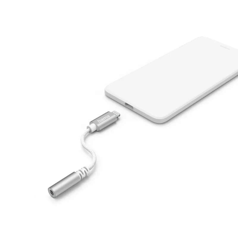 Hama Hama Aux-Adapter Lightning – 3,5-mm-Klinke-Buchse, Weiß, – Produktbild 2 von 2