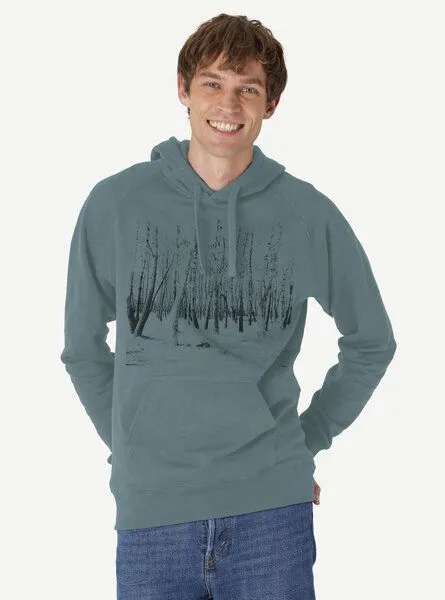 Peaces.bio - handbedruckte Biomode Peaces.bio - handbedruckte Biomode Hoodie Woodland Herren, Petrol, – Produktbild 2 von 2