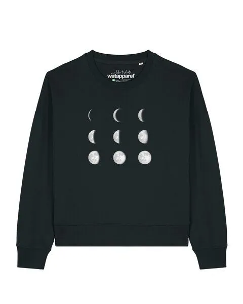 watapparel watapparel Sweatshirt Frauen Moonphases, Black, – Produktbild 1 von 2
