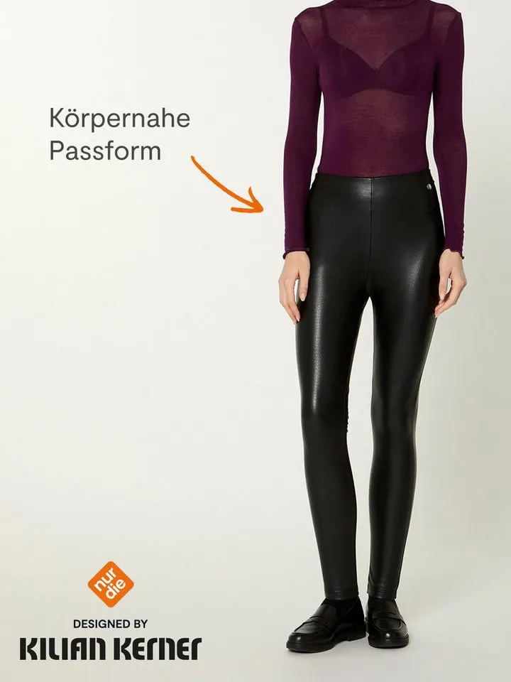 Nur Die Leggings NUR DIE x KILIAN KERNER Damen Vegane Leggings in Leder-Croco-Optik modischer Reptil-Look - weiche Innenseite - körpernahe Passform, Schwarz, – Produktbild 5 von 5