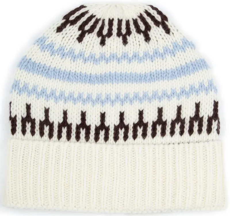 KnowledgeCotton Apparel KnowledgeCotton Apparel Beanie Wolle Druck Off white -, Weiß, – Produktbild 2 von 3