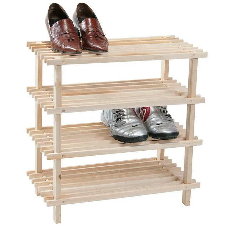 Kesper Kesper Schuhregal Schuhregal, Schuhschrank, Holzregal, Tannenholz hell FSC, 4 stöckig – Produktbild 2 von 5