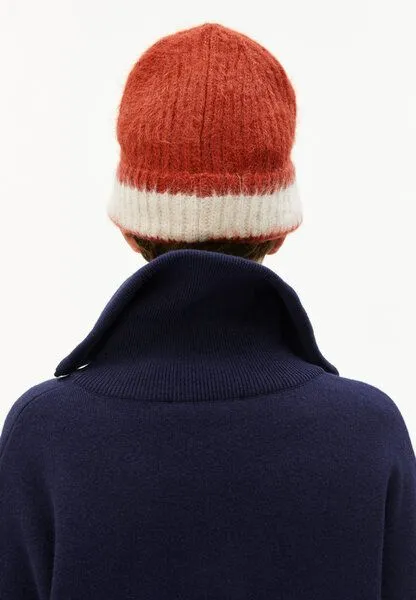 ARMEDANGELS ARMEDANGELS JUPILAA STRIPED UN-WASTED Unisex Mütze aus Alpaca Mix, Emergency red-oatmilk, – Produktbild 2 von 4