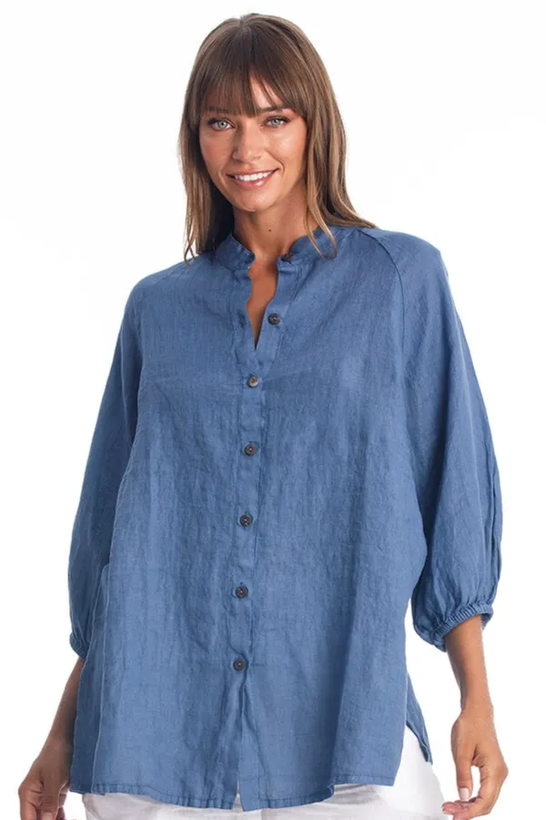 RAVENS VIEW IBIZA RAVENS VIEW IBIZA Damen vegan Leinenhemd Mei Indigoblau, Dunkelblau, – Produktbild 2 von 2