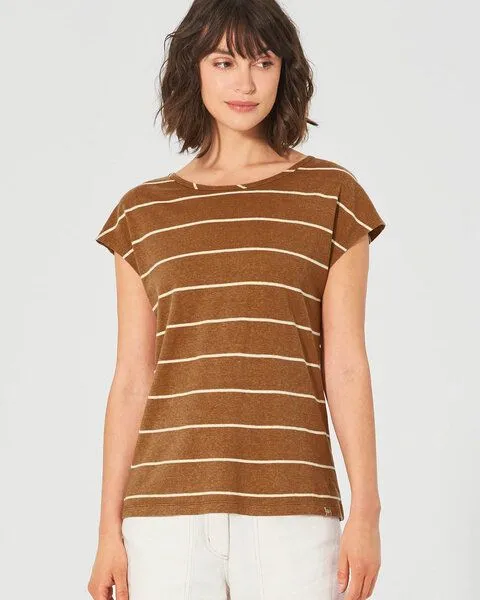 HempAge HempAge Damen Streifenshirt Hanf/Biobaumwolle, Almond (braun), – Produktbild 3 von 4