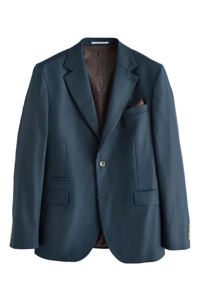 Next Jackenblazer N. Premium Slim Fit Sakko, Leinen/Lyocell/Stretch (1-tlg), Blau, – Produktbild 1 von 5